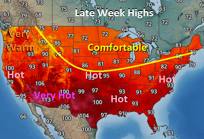 Hot Pattern for Much of US Holding for Mid & Late July